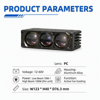 Projecteur LED F3 Pro à 3 lentilles, longue portée, large couverture, ultra lumineux, refroidissement par ventilateur, étanche, fixation sur grille