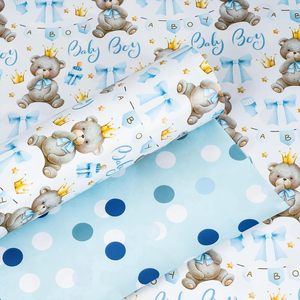 กระดาษห่อของขวัญลายหมีน้อยสีน้ำเงินแบบสองด้าน ขนาด 17 นิ้ว x 16.5 ฟุต สำหรับของขวัญงานเลี้ยงฉลองทารก - Product Image 1