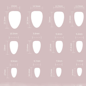 24 件装时尚法式红杏仁方形 ABS 指甲带闪光心形设计可爱手指指甲套装带果冻 24 件装 ABS 指甲 - Product Image 6