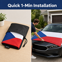 Housse de capot de voiture personnalisée Drapeau Tchèque, en tissu robuste résistant aux intempéries, pour équipes sportives, cheerleading, événements automobiles et exposition en extérieur