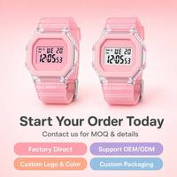 Reloj Digital para Niños, Directo de Fábrica, Premium, Resistente, Rosa Translúcido, con Pantalla LED, Alarma, Fecha, Bonito, para Regalo