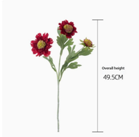 Bunga Peach Blossom Path Scabiosa Windmill Artificial Stem Faux Garden Bloom untuk Dekorasi Rumah, Pernikahan, dan Pesta