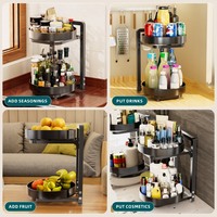 Estante giratorio de acero de 3 niveles para especias, organizador circular de 360 grados para encimera de cocina, juego de estantes para guardar especias.