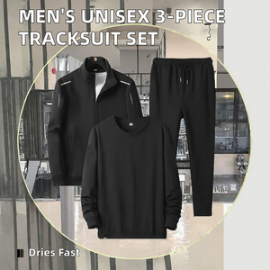 Ensemble de survêtement sportif unisexe respirant 3 pièces pour homme avec taille élastique, sweat à capuche et pantalon de jogging tendance automne - Product Image 2