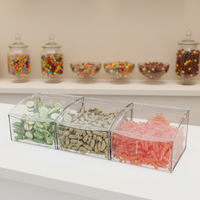 Conteneur à bonbons en acrylique transparent de haute qualité, bac de stockage alimentaire en plastique pour l'affichage en vrac de bonbons, dattes, noix, haricots et épices