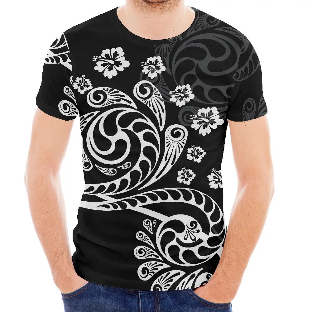 Ucuz fiyat yüksek kalite artı boyutu yaz nefes erkek t-shirt Chuuk Samoa siyah Tshirt polinezya Tribal tasarım Tee özel
