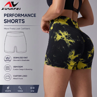 Nouveau short de sport pour femme, tie-dye, côtelé, élastique, taille haute, sans couture, effet galbant fessier, pour fitness et yoga