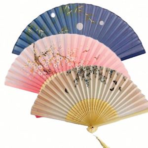 Abanico Plegable de Bambú, Estilo Retro Chino Japonés, Abanico de Seda para Danza, Elegante Decoración para el Hogar - Product Image 4