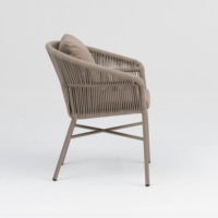 Fauteuil de jardin en corde tressée avec structure en aluminium, coussin et dossier hydrofuges, chaise de terrasse extérieure