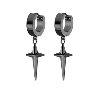 Pendientes de Aro Colgantes Negros de Acero Inoxidable con Cruz Estilo Punk Unisex para Hombre y Mujer, Novedad - Product Image 6