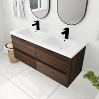 Meuble-lavabo double vasque flottant de luxe moderne pour hôtel avec plan de travail