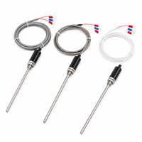 PT100 RTD Temperature Sensor 3 Wire High Precision WZP Stainless Steel Probe Thread Mounted for Industrial Pipeline Water Tank