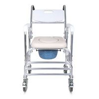 Chaise de toilette pliante en aluminium BQ7002B, fabricant chinois, pour personnes âgées, avec roues et marchepied