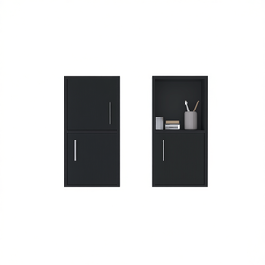 Armoire murale de salle de bain OBA, 2 pièces, rangement ouvert et fermé, étagères en métal au design minimaliste - Product Image 1