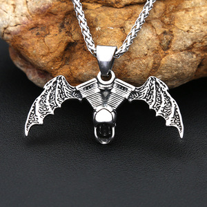 Yunnique-collar con colgante de calavera de murciélago de acero inoxidable, joyería gótica oscura retro de estilo Hip Hop, accesorio de moda para hombre - Product Image 4