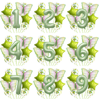 Kits de ballons décoratifs Thème Nature Verte Papillon en Latex et Aluminium pour Fêtes de Printemps, Anniversaires en Extérieur et Réunions