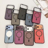 Étui de téléphone portable antichoc en cuir gaufré magnétique de luxe métallique coloré avec logo, disponible en 8 couleurs