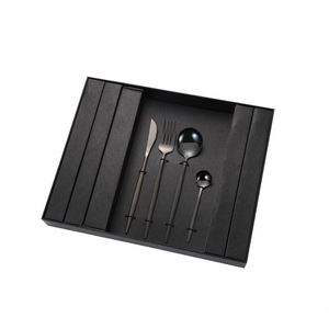 Wholesale Metal Silverware Kitchen 24pcs Tea Coffee Black Dessert Gold Flatware <b>Spoon</b> and Fork Cutlery Set Stainless Steel - Product Image 6