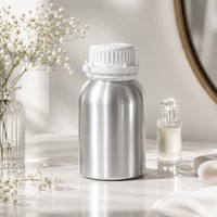 Bouteille en aluminium poli miroir de 350 ml avec bouchon blanc, large ouverture, barrière UV, pour huiles essentielles, parfums, cosmétiques, emballage chimique