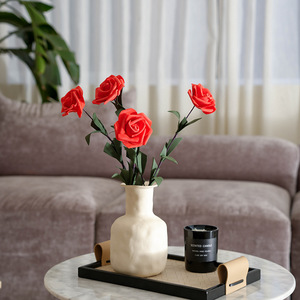Rose artificielle en PE faite à la main, petite fleur à bord frisé pour la maison, les mariages, la fête des Mères, Pâques, Noël, le Nouvel An, Halloween - Product Image 5