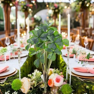 Trébol artificial Plantas de trébol Plantas verdes simuladas-Día de San Patricio Ramos de vegetación realistas Tallos florales <span class=keywords><strong>Bonsai</strong></span> - Product Image 3