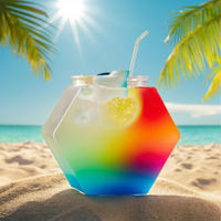 72oz Sechseckiger Kunststoff-Fischbecher mit Deckel und Strohhalm, nachhaltig, personalisierbar, für Outdoor-Partys, Bars, Pools, Werbeartikel, Tischgeschirr
