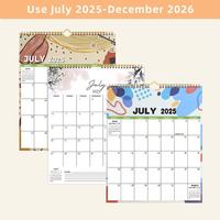 Calendrier mural 2026 imprimé sur papier couleur LCD, design cadre photo, pour affichage au bureau, planificateur de table professionnel, promotionnel