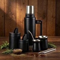 Kit complet de Yerba Mate, thermos en acier inoxydable de 1,3 L avec tasse et paille bombilla, ensemble de Yerba Mate pour une utilisation quotidienne en extérieur, partout