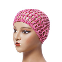 Bonnet de nuit en maille tissée douce pour femme, en polyester, style crochet, snood, turban, fait main, recyclable