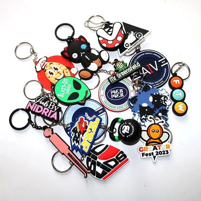 Lovely Embossed Promotional Gifts Fashion Customized Rubber 3D PVC Keychains Cartoon Batch Letters Logo