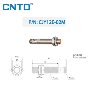 CNTD M12 Khoảng cách cảm biến 2mm DC 10-30V PNP NPN Cảm biến tiệm cận cảm ứng kim loại CJY12E-02M loại hình trụ (Kinh Tế) - Product Image 3
