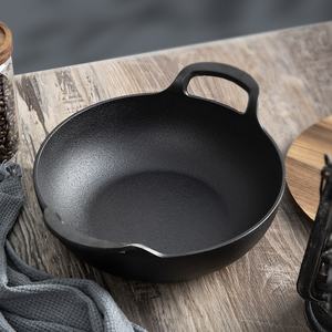 2024 nouveau 20/<span class=keywords><strong>25</strong></span>/27cm antiadhésif <span class=keywords><strong>en</strong></span> <span class=keywords><strong>fonte</strong></span> Pot ménage ustensiles de cuisine petite marmite <span class=keywords><strong>en</strong></span> <span class=keywords><strong>fonte</strong></span> Wok avec Double oreille et couvercle <span class=keywords><strong>en</strong></span> bois - Product Image 4