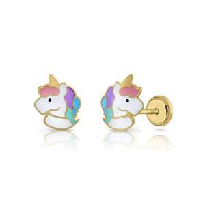 ต่างหูแฟชั่น9K SOLID GOLD (มี10k-14k-18k) ยูนิคอร์นผู้หญิงเด็กเด็กสกรูกลับทำในสเปน - Product Image 1