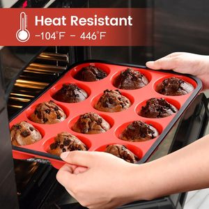 12 ly Silicone khuôn bánh không dính ăn sáng trứng Muffin Pan với kim loại Gia cố khung ăn sáng trứng Muffin công cụ nướng - Product Image 6