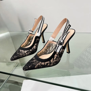 8CM/10CM Sexy Luxury Women's High Heels Pointed Toe Lace Outdoor Fashion pumps with high Heels shoes pumps ladies slippers - Product Image 1