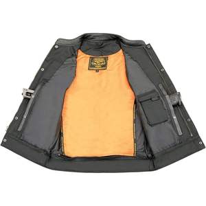 Gilet de moto en cuir pour homme 2025 MLM3514 noir premium à double fermeture style club, traitement du cuir Cool-Tec pour les vêtements de course - Product Image 4