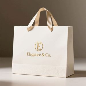 Bolsas de Regalo de Papel Cartón Blanco Personalizadas con Estampado Dorado para Ocasiones Especiales - Product Image 2