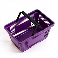 Panier de courses en plastique PHD - Bac à provisions en PP durable avec 2 poignées, design ergonomique pour supermarchés, commerces de détail et magasins de proximité