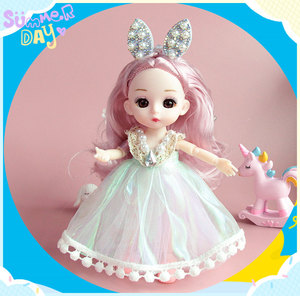 ตุ๊กตาโลลิต้าขนาดเล็กน่ารักคุณภาพดี ขนาด 1/8 สูง 6.5 นิ้ว (16-17 ซม.) ตุ๊กตา BJD สำหรับเด็ก พร้อมชุดสวยงาม - Product Image 4