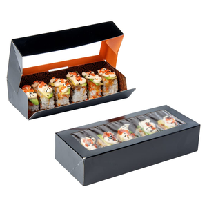Custom Food Grade Sushi <b>Box</b> Matte Frosted Black Flip Top Japanese Food Takeaway <b>Box</b> With Window - Product Image 5