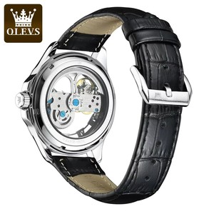 Mechanical Men's <b>Watch</b> 43mm Stainless Steel <b>Case</b> Leather Strap Skeleton Dial Automatic Movement Luxury Fashion Style - Product Image 3