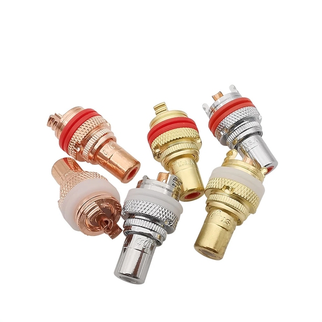 RCA Female Jack Socket Panel Chassis Mount AV Audio CMC Connector HiFi Plug Terminal Rhodium Plated Copper Jack Amp