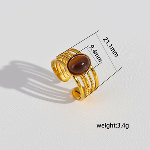 Bague Vintage de Luxe Européenne et Américaine en Acier Inoxydable avec Zircon Cubique Coloré Doré, Bague de Doigt Personnalisée pour Femme - Product Image 5