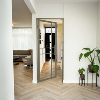 Porte intérieure en acier - Blanche - 6 panneaux - Verre clair - Design de luxe