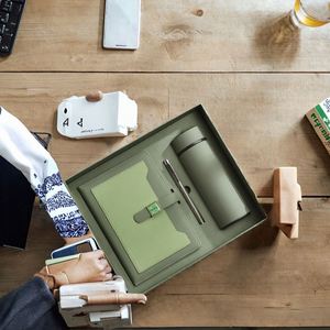 IStapromo Gifts Customized High-end Handmade PU Leather Multifunction Fashion <b>Notebook</b> Gift Box <b>Set</b> Business Office Meeting - Product Image 5