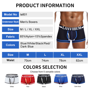 Boxer da Uomo Classici alla Moda con Contrasto di Colore, Sexy Boxer in Rete, Slip Sportivi, Mutande in Rete, Slip da Uomo - Product Image 3