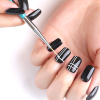 Vente directe usine – Lot de 3 pinceaux professionnels pour nail art à manche métallique à rayures françaises, outils écologiques pour peinture gel