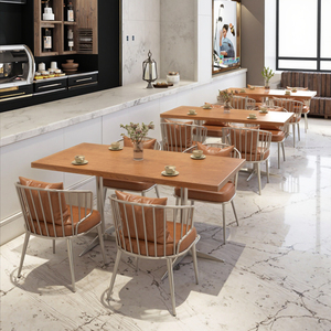 Phong Cách Bắc Âu Rắn Gỗ Bàn Ăn Rèn Sắt Nhà Hàng Bàn Hai Ghế Hợp Thời Trang Trà Sữa Cửa Hàng Món Tráng Miệng Cửa Hàng Đồ Nội Thất Thiết Lập - Product Image 5