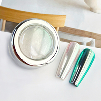 1 pot de poudre miroir Aurora Moonlight, paillettes irisées chromées, poussière à ongles fine blanche, pigment à frotter, fournitures pour nail art