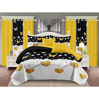 Super Promotion Draps de Lit Queen Size Noël Parure de Draps Housse et Drap Plat Tissu Rideau Chambre 12 Pièces Ensemble de Literie avec Rideaux Imprimés